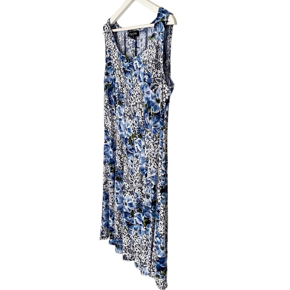 PERCEPTIONS Petite Dress Sleeveless Puff Print Lace Floral Blue White Wo… - Picture 6 of 14
